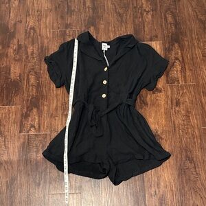 Princess Polly Black Button-Up Romper NWT